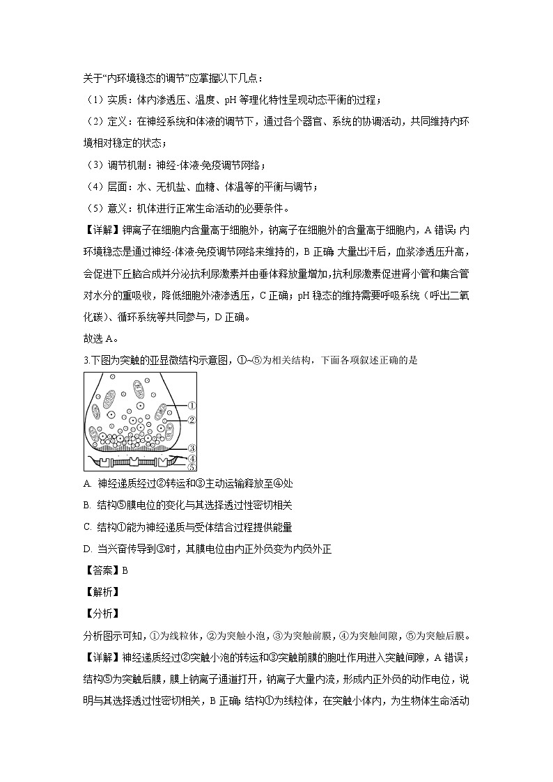 【生物】北京市密云区2018-2019学年高二上学期期末考试试卷（解析版）第2页
