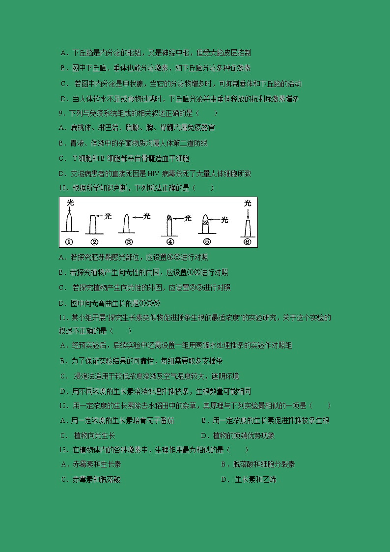 【生物】广西南宁市第八中学2018-2019学年高二上学期期末考试（理）试题03