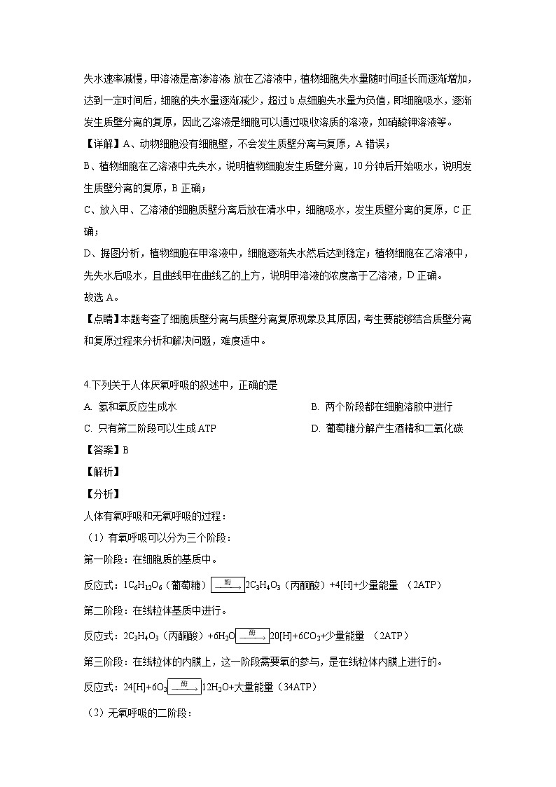【生物】浙江省宁波市余姚中学2018-2019学年高二下学期期中考试试题（解析版）第3页