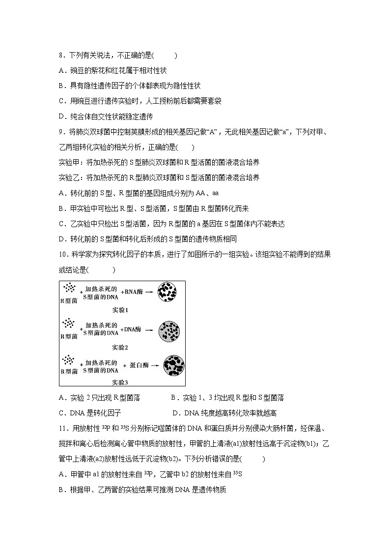 【生物】重庆大学城第一中学校2018-2019学年高二下学期期中考试试题02