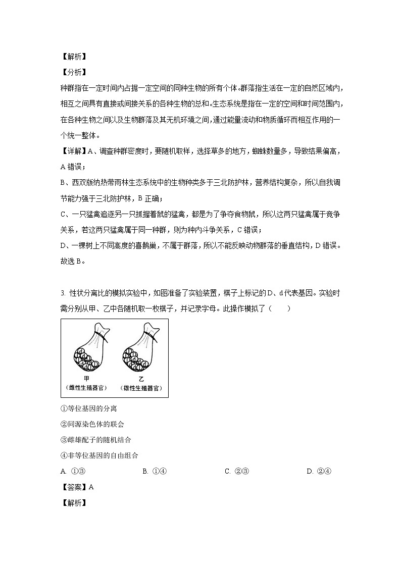 【生物】浙江省温州市环大罗山联盟2018-2019学年高二下学期期中考试试题（解析版）02
