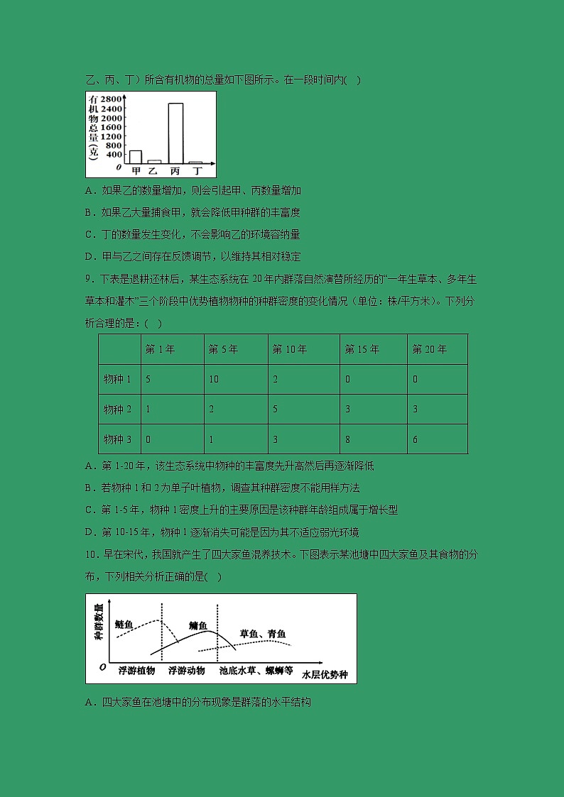 【生物】重庆市万州二中2018-2019学年高二下学期期中考试03