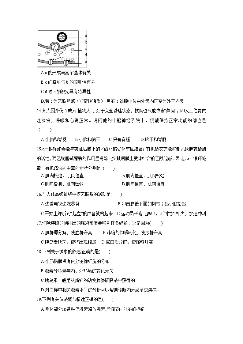 【生物】福建省八县（市）一中2018-2019学年高二上学期期末考试试题03