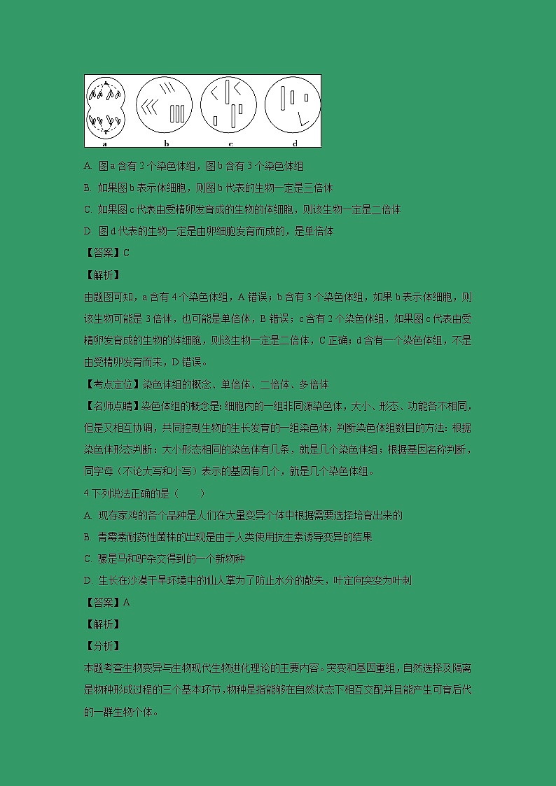 【生物】河南省平顶山市汝州市实验中学2018-2019学年高二下学期期中考试试题 （解析版）第2页