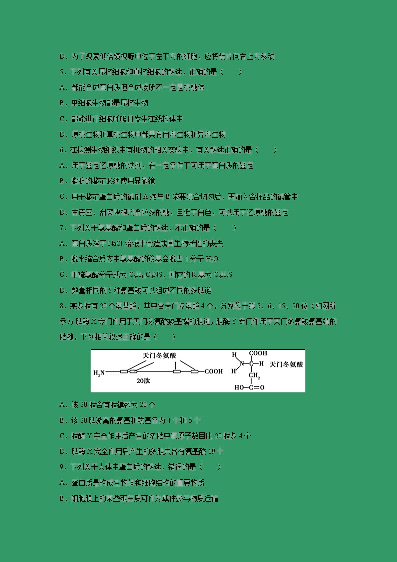 【生物】河南省实验中学2018-2019学年高二下学期期中考试02