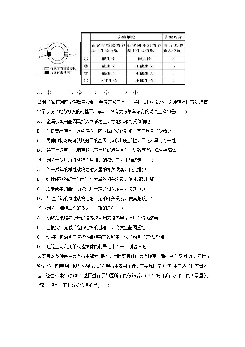【生物】河南省周口中英文学校2018-2019学年高二下学期期中考试试题第3页