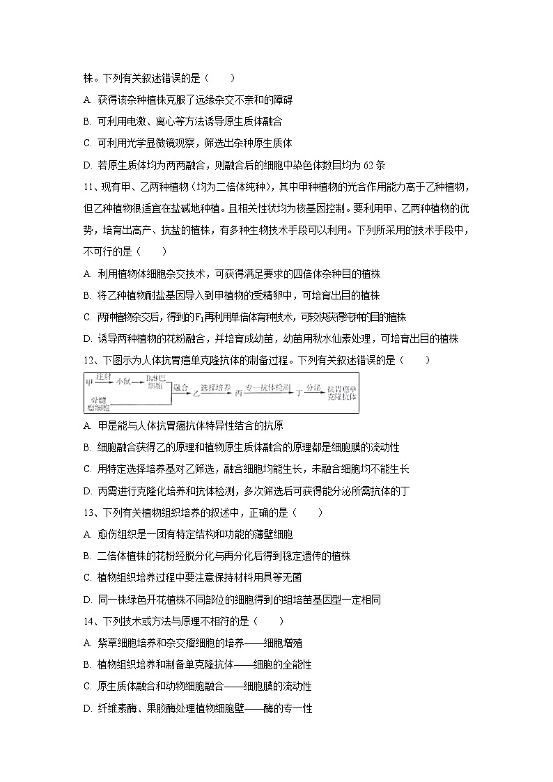 【生物】河南省镇平县第一高级中学2018-2019学年高二下学期期中考前拉练试题第3页