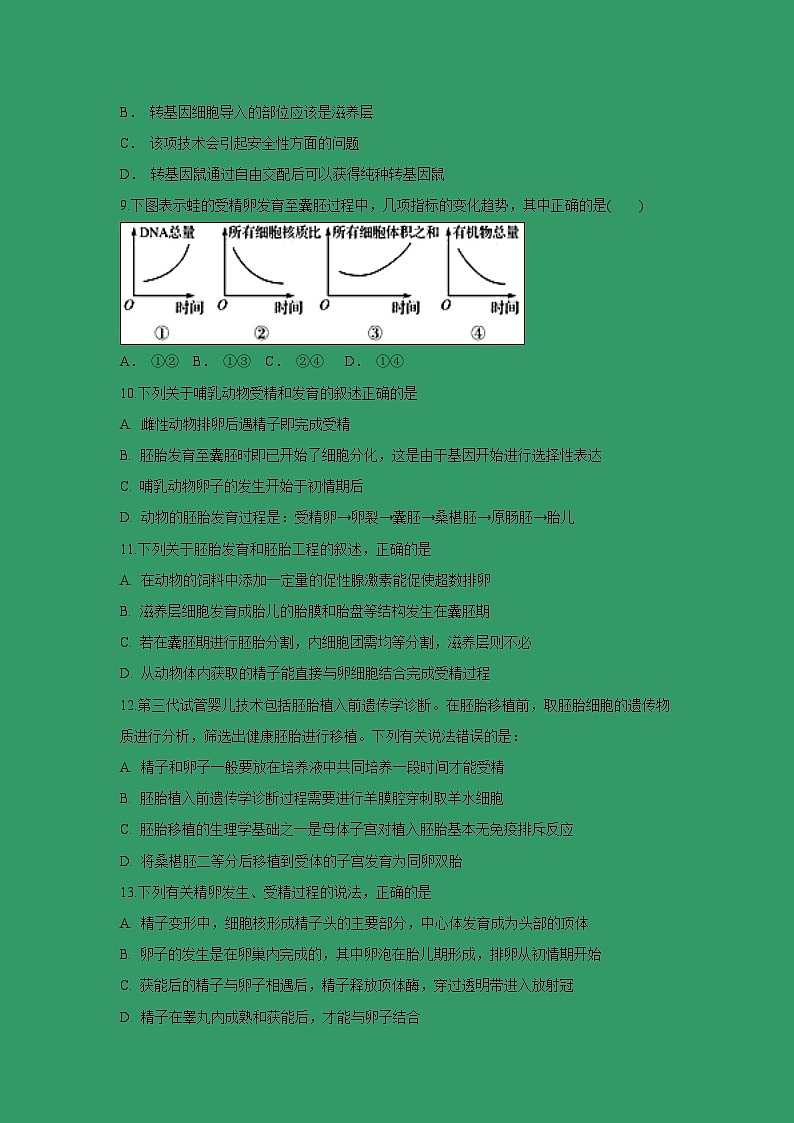 【生物】辽宁省沈阳市东北育才学校2018-2019学年高二下学期期中考试试题03