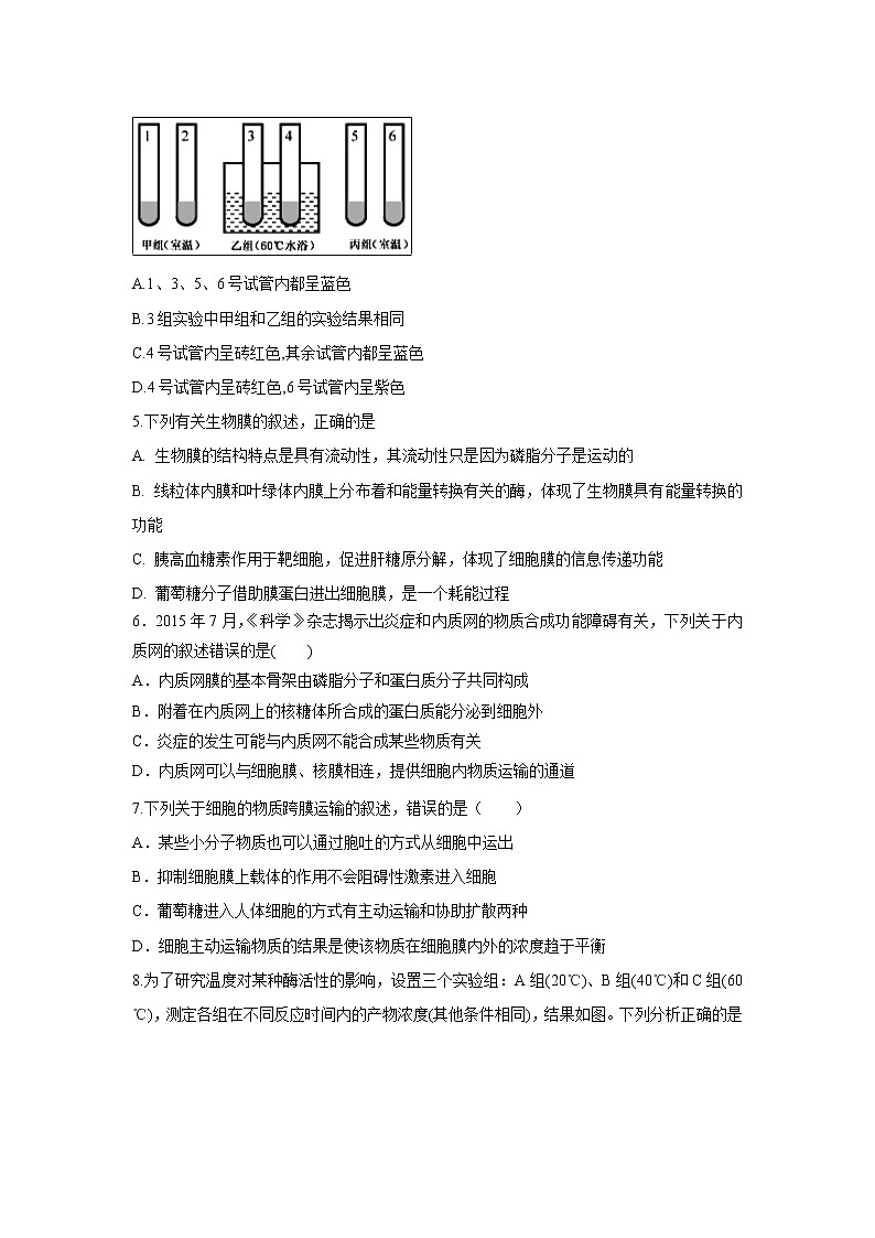 【生物】内蒙古翁牛特旗乌丹第一中学2018-2019学年高二下学期期中考试试题02