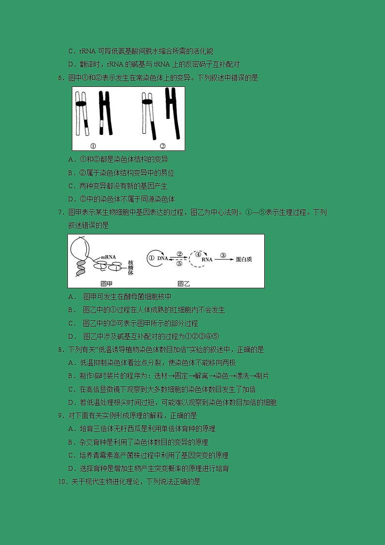 【生物】宁夏回族自治区银川一中2018-2019高二下学期期中考试试卷02