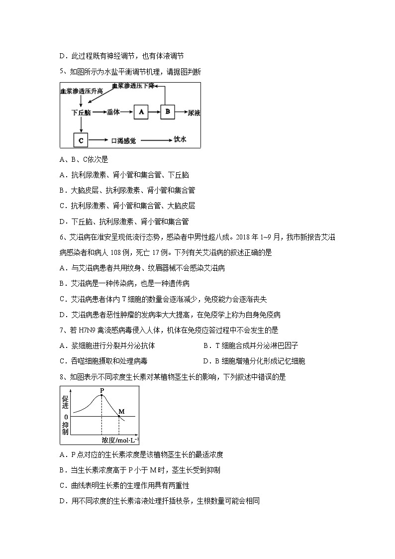 【生物】江苏省马坝高级中学2018-2019学年高二下学期期中考试试题02