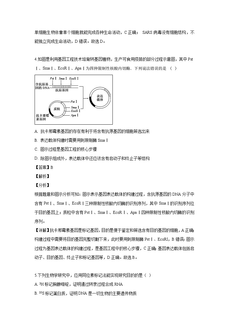 【生物】黑龙江省绥滨县第一中学2018-2019学年高二下学期期中考试试题（解析版）03