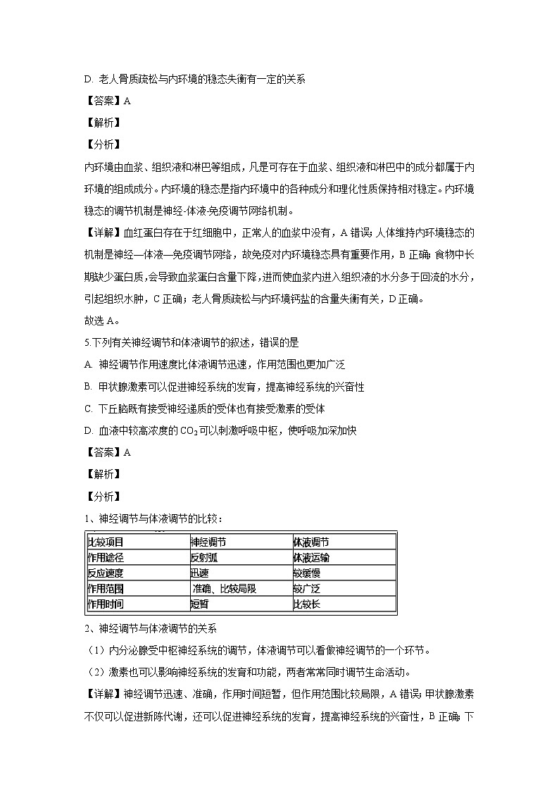 【生物】四川省雅安市雅安中学2018-2019学年高二上学期期中考试试题（解析版）03