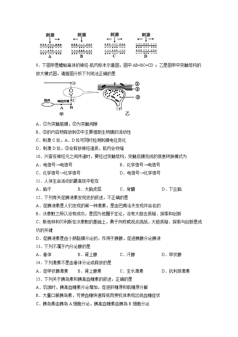 【生物】天津市七校（静海一中，杨村中学，宝坻一中，大港一中等）2018-2019学年高二上学期期中联考试题02