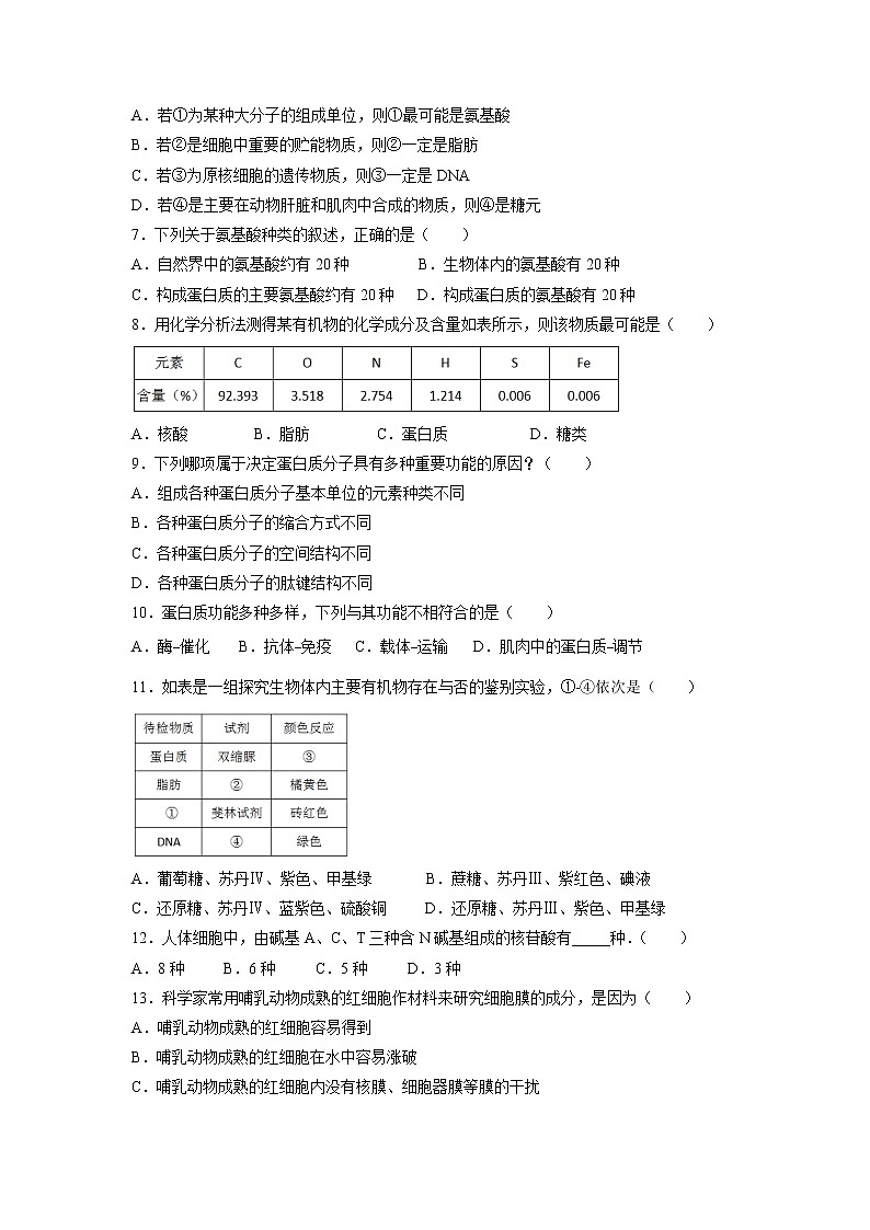 【生物】新疆沙雅县第二中学2018-2019学年高二上学期期中考试试题02