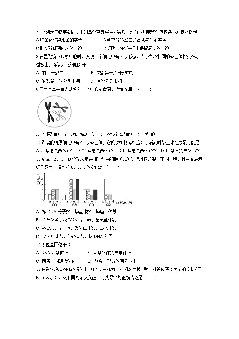 【生物】新疆乌鲁木齐市第四中学2018-2019学年高二上学期期中考试试题02