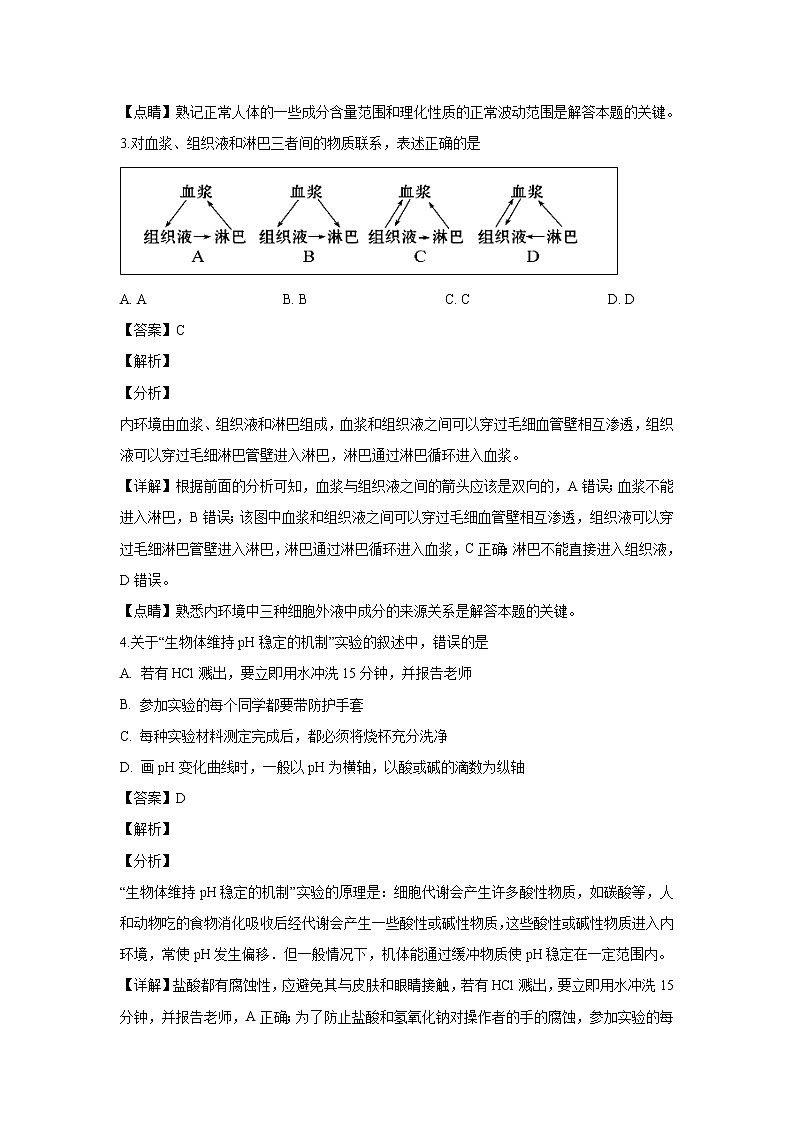 【生物】山西省运城中学、芮城中学2018-2019学年高二上学期期中联考试题 （解析版）02