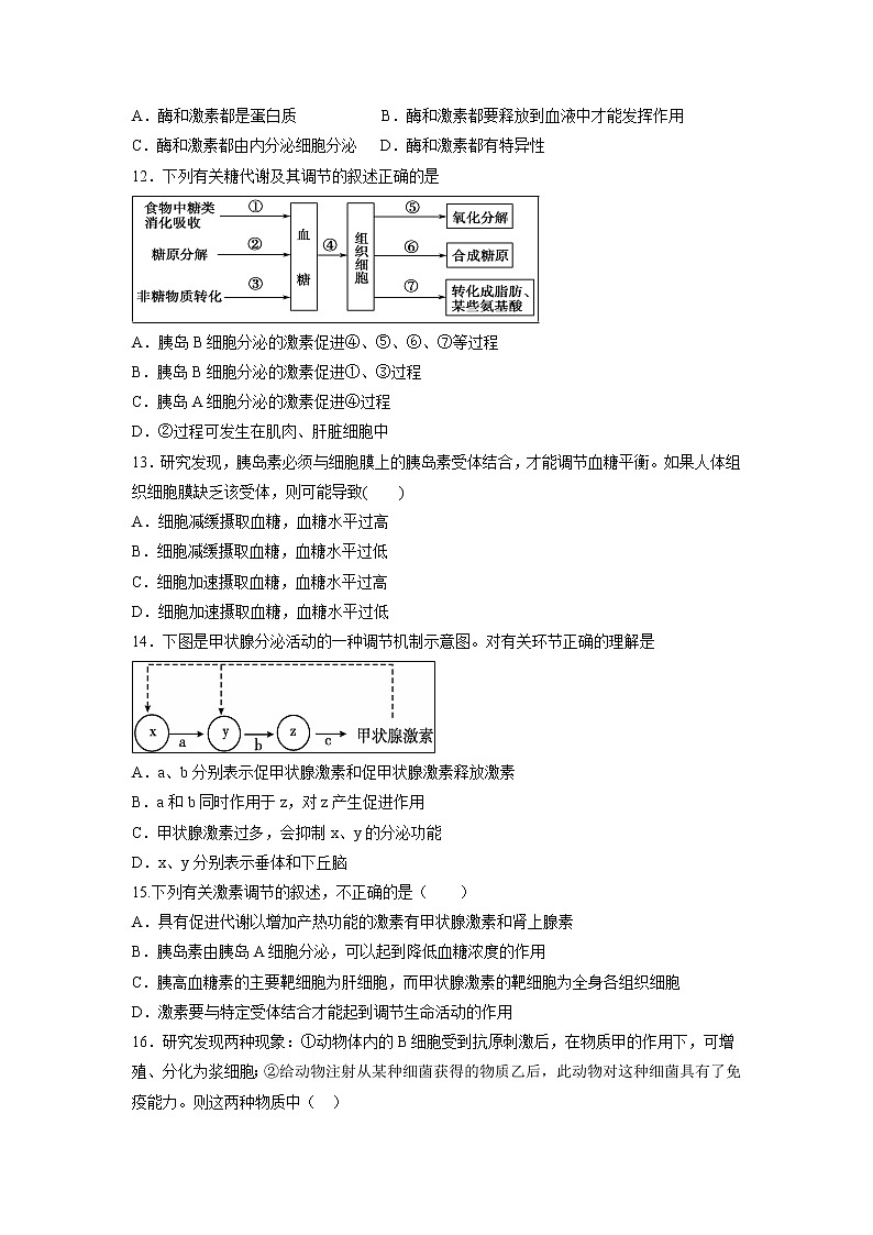 【生物】内蒙古包头市第四中学2018-2019学年高二上学期期中模拟测试（一）试题03