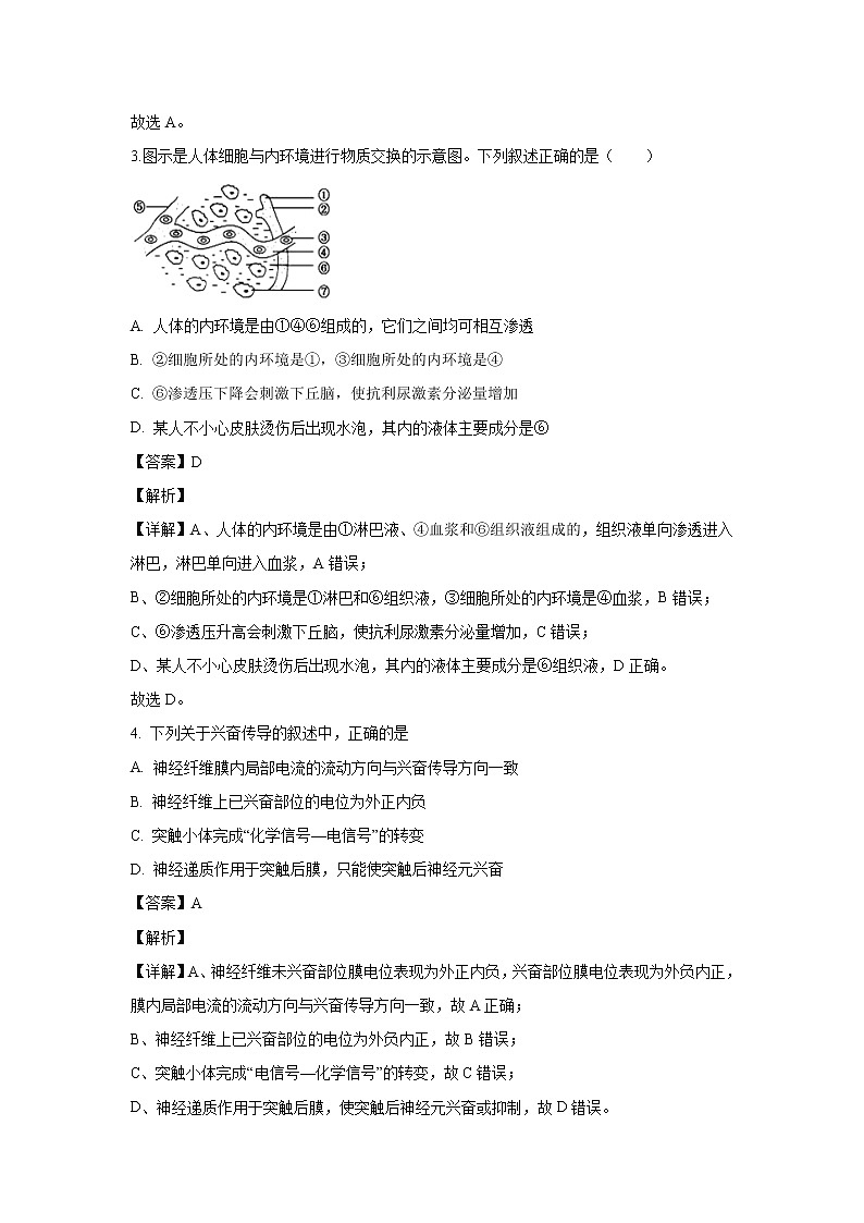 【生物】陕西省渭南市大荔县2019-2020学年高二下学期转段（期末考试）试题（解析版）02