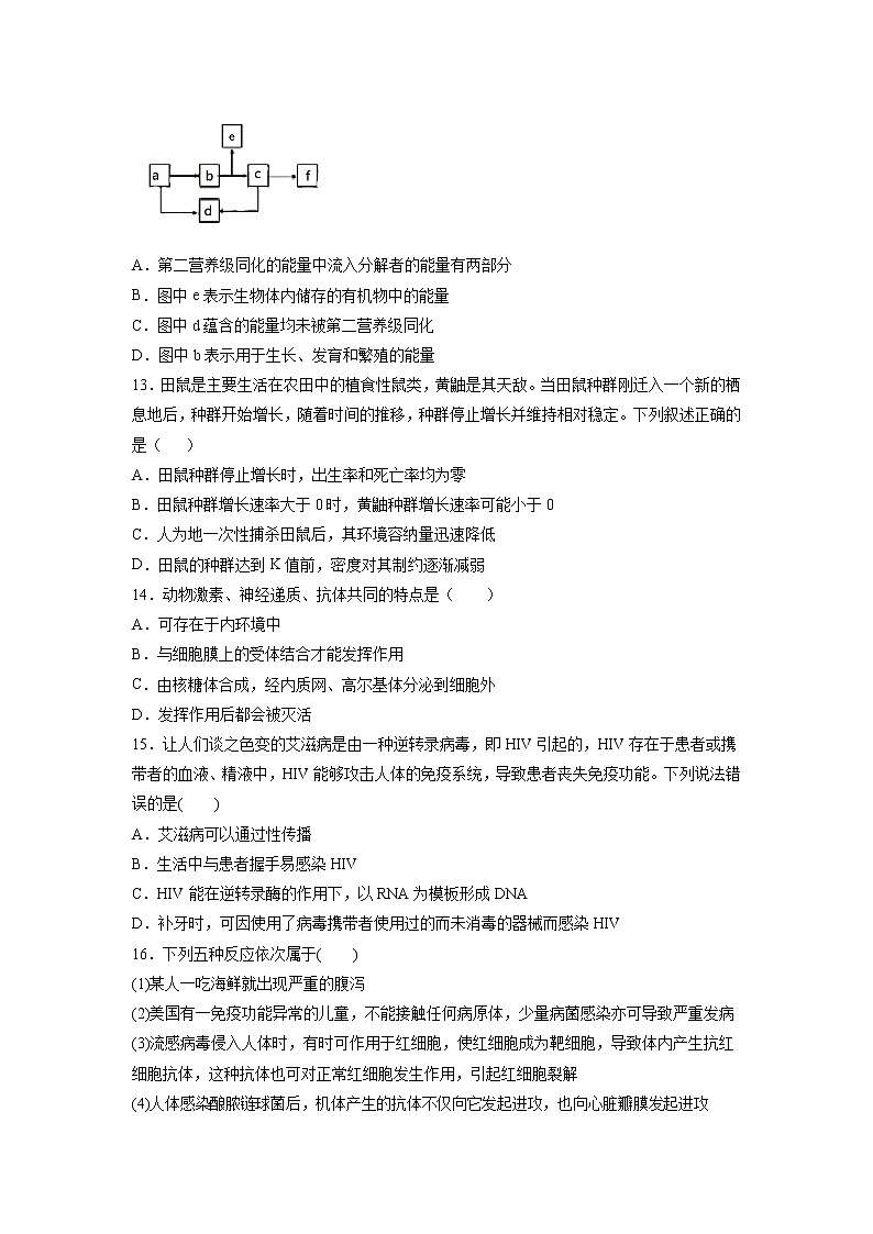 【生物】宁夏回族自治区银川一中2019-2020学年高二下学期期末考试试卷03