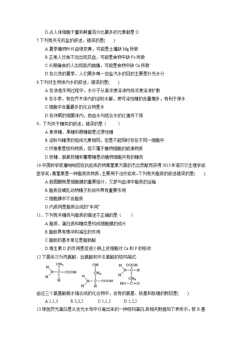 【生物】陕西省榆林二中2019-2020学年高二下学期期末考试考试试题02