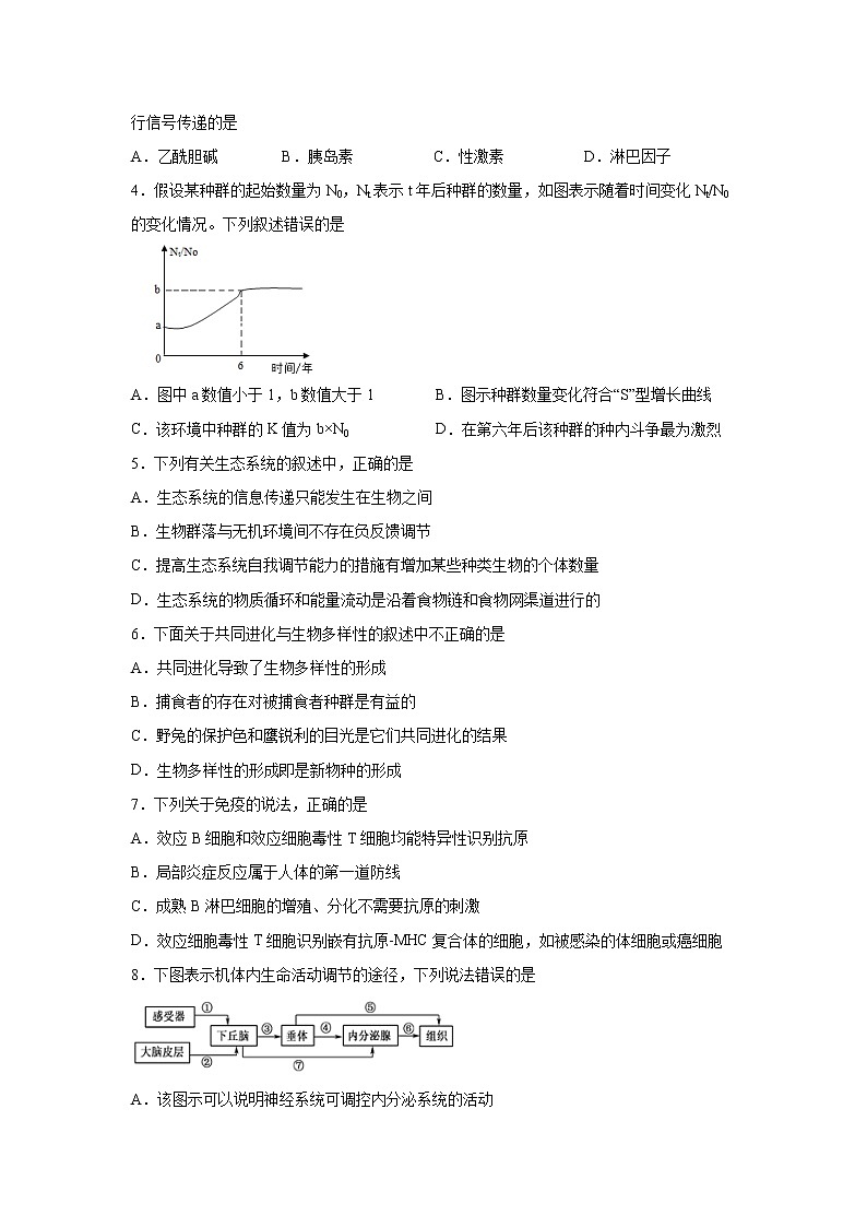 【生物】四川省泸县第一中学2019-2020学年高二下学期期末模拟考试试卷02