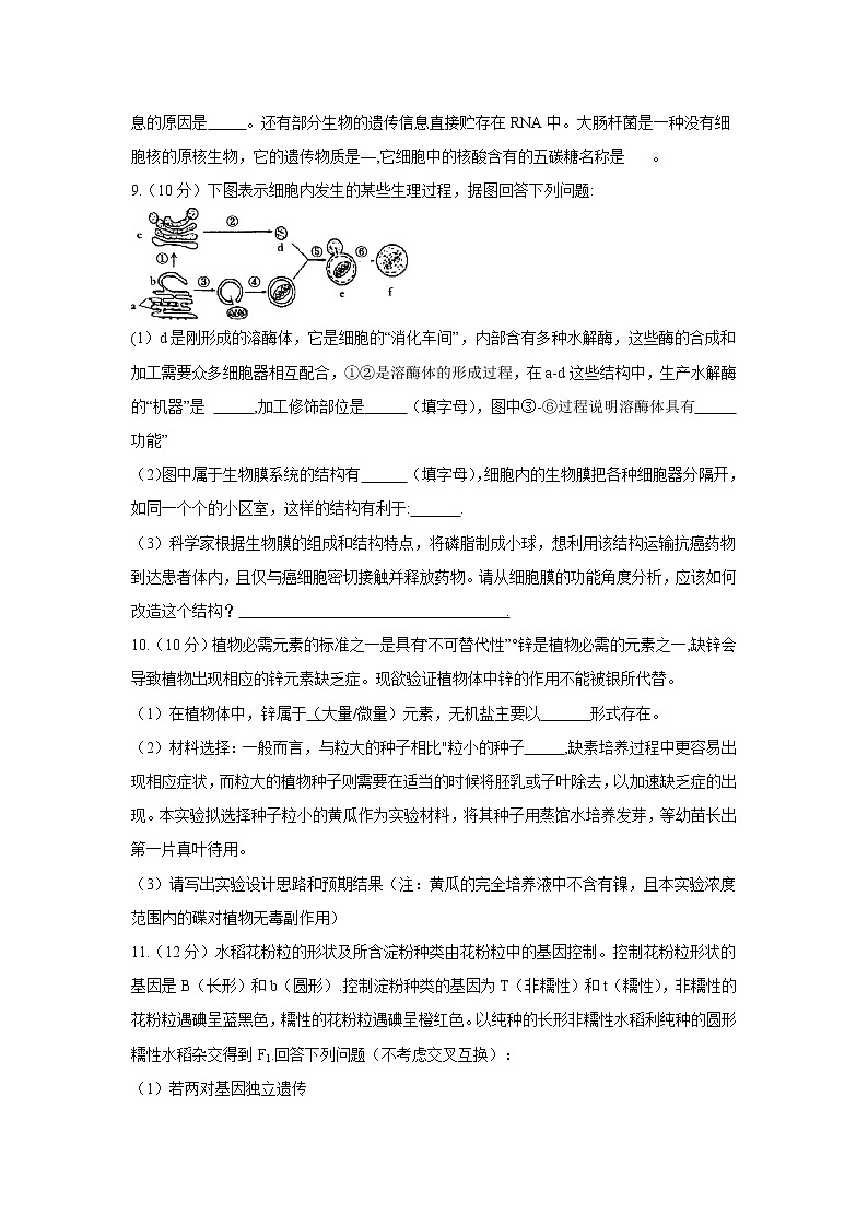 【生物】四川省南充市2019-2020学年高二下学期期末考试试题03