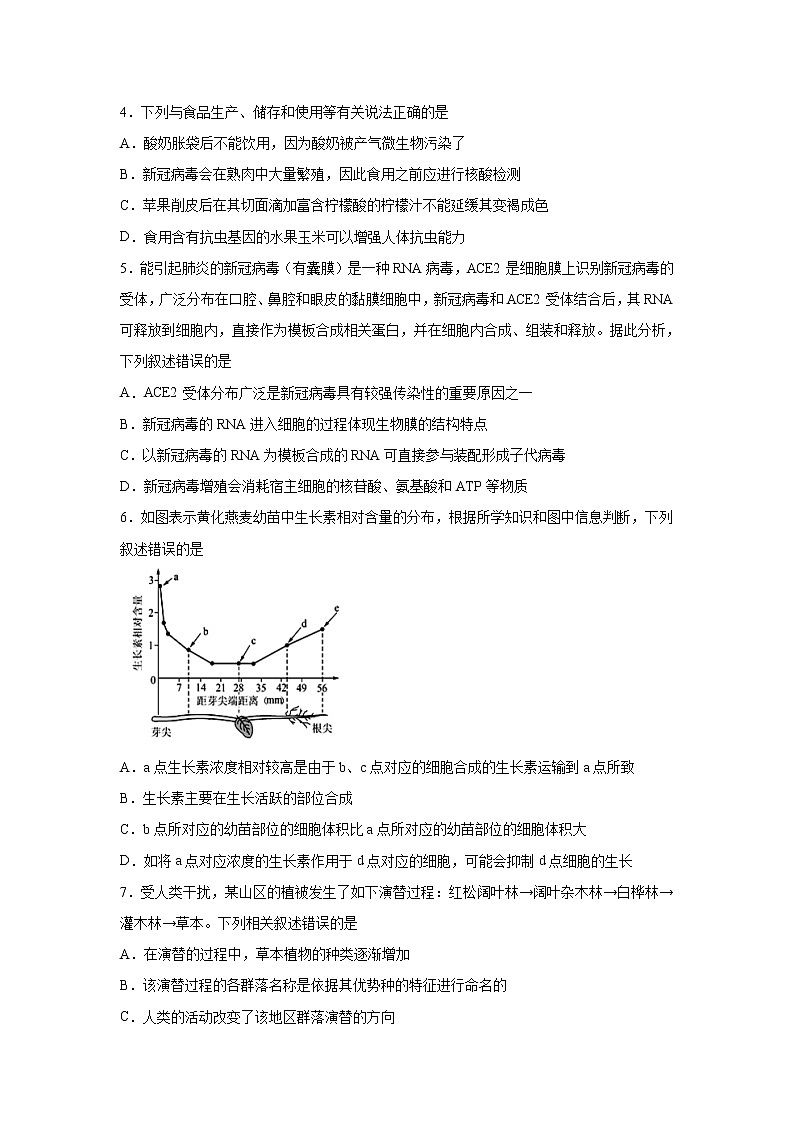 【生物】四川省射洪中学2019-2020学年高二下学期期末模拟考试02