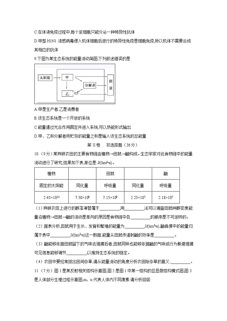 【生物】四川省泸县第五中学2019-2020学年高二上学期期末模拟考试试题03