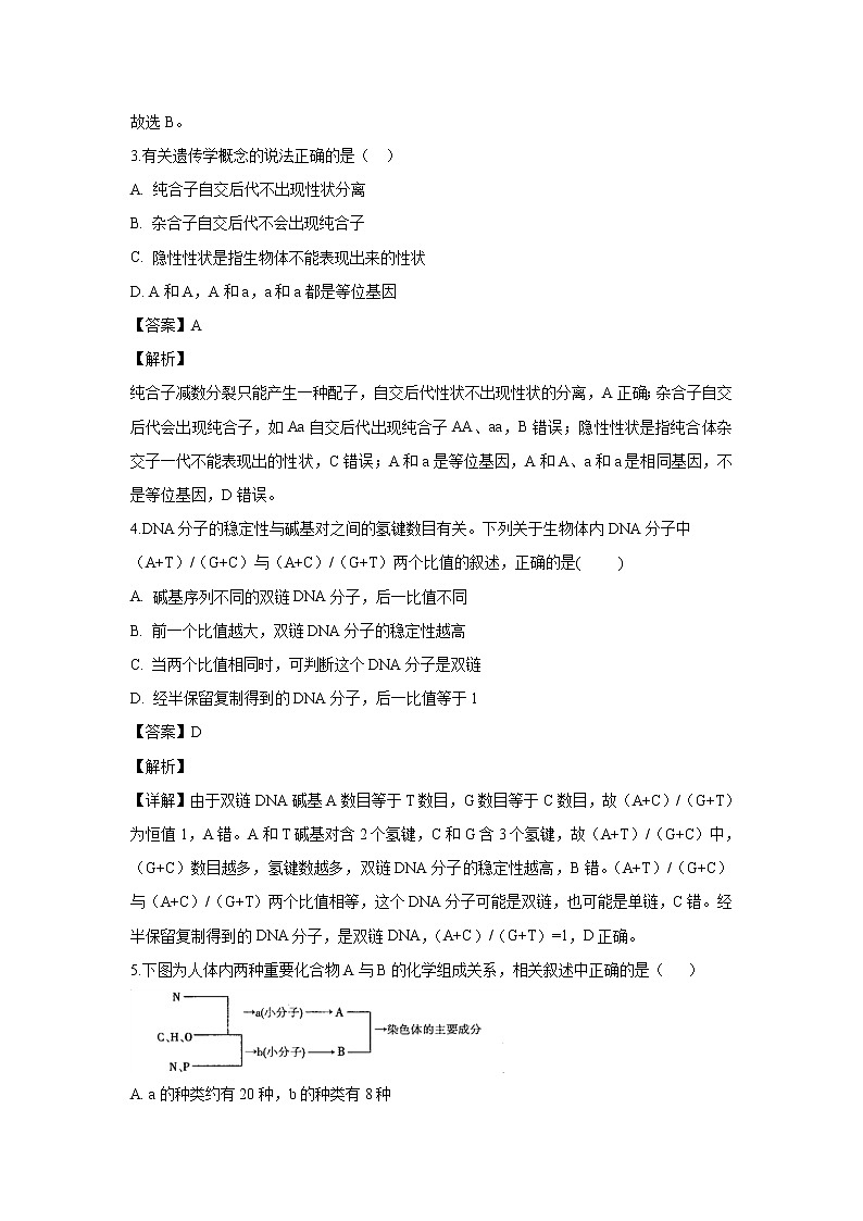 【生物】重庆市北碚区2019-2020学年高二上学期期末考试试题（解析版）第2页