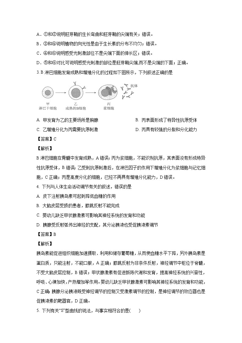 【生物】甘肃省定西市岷县二中2019-2020学年高二下学期期末考试试题（解析版）02