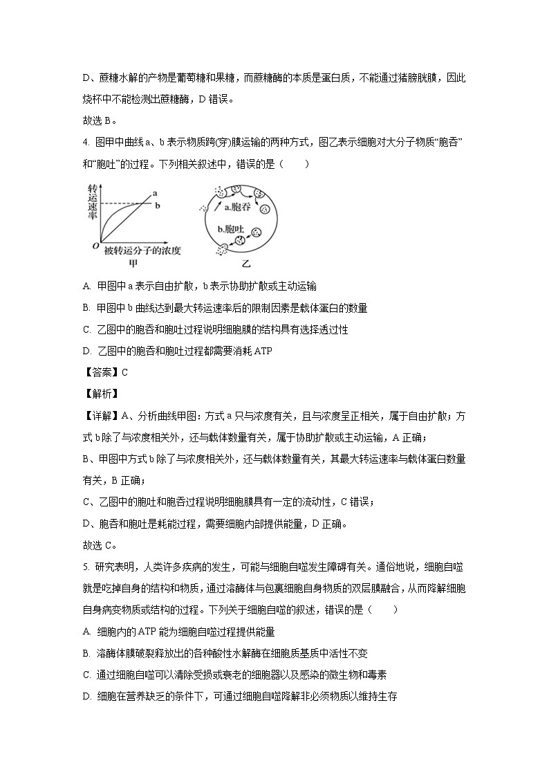 【生物】甘肃省兰州市一中2019-2020学年高二下学期期末考试（理）试卷（解析版）03