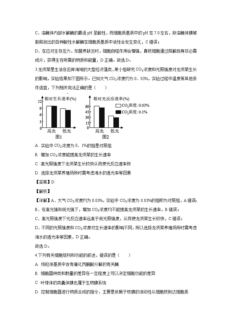 【生物】湖南省衡阳市一中2019-2020学年高二上学期期末考试试题（解析版）第2页
