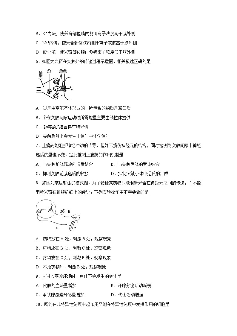 【生物】湖南省张家界市2019-2020学年高二上学期期末考试试题02