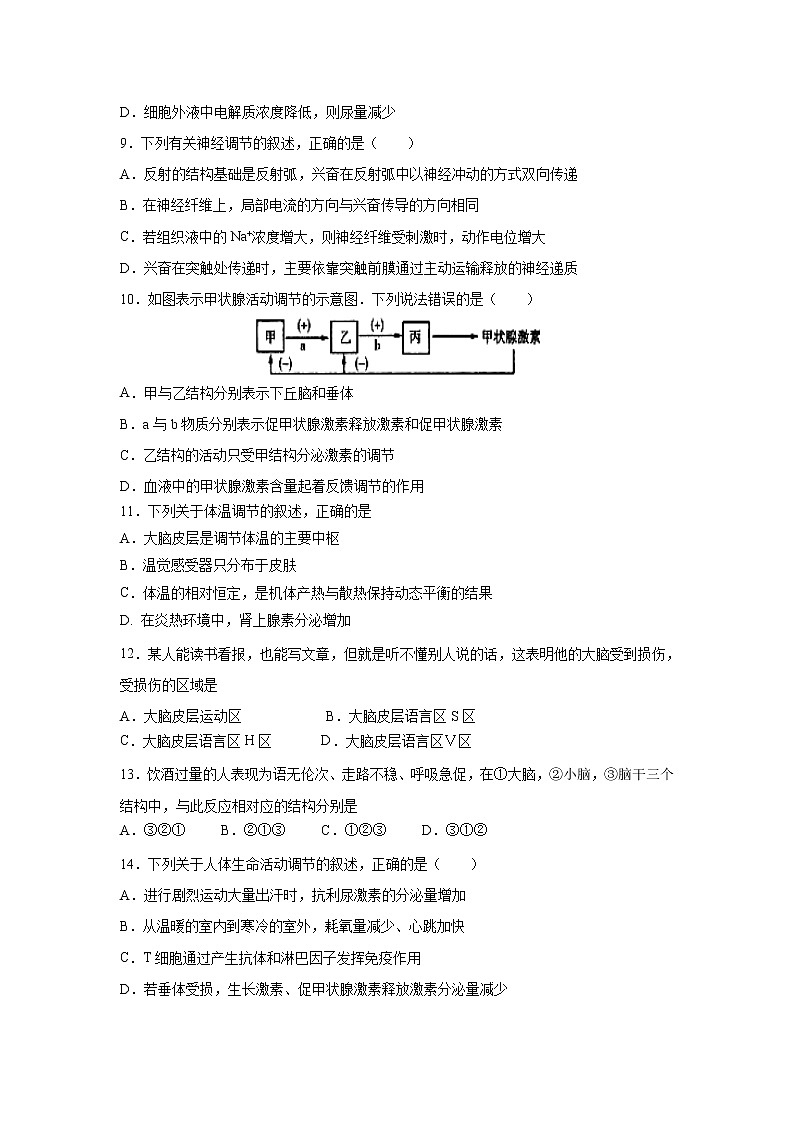 【生物】江西省南昌市八一中学、洪都中学等六校2019-2020学年高二上学期期末联考试题03