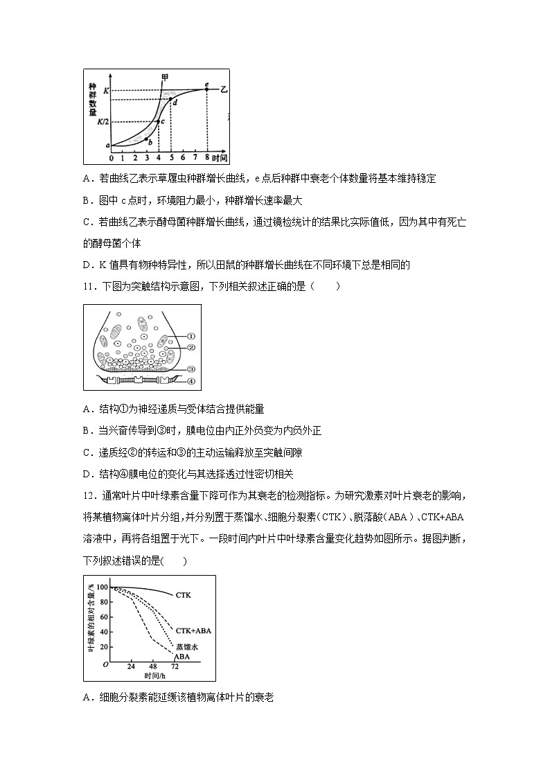 【生物】吉林省长春市田家炳实验中学2019-2020学年高二上学期期末考试试题03