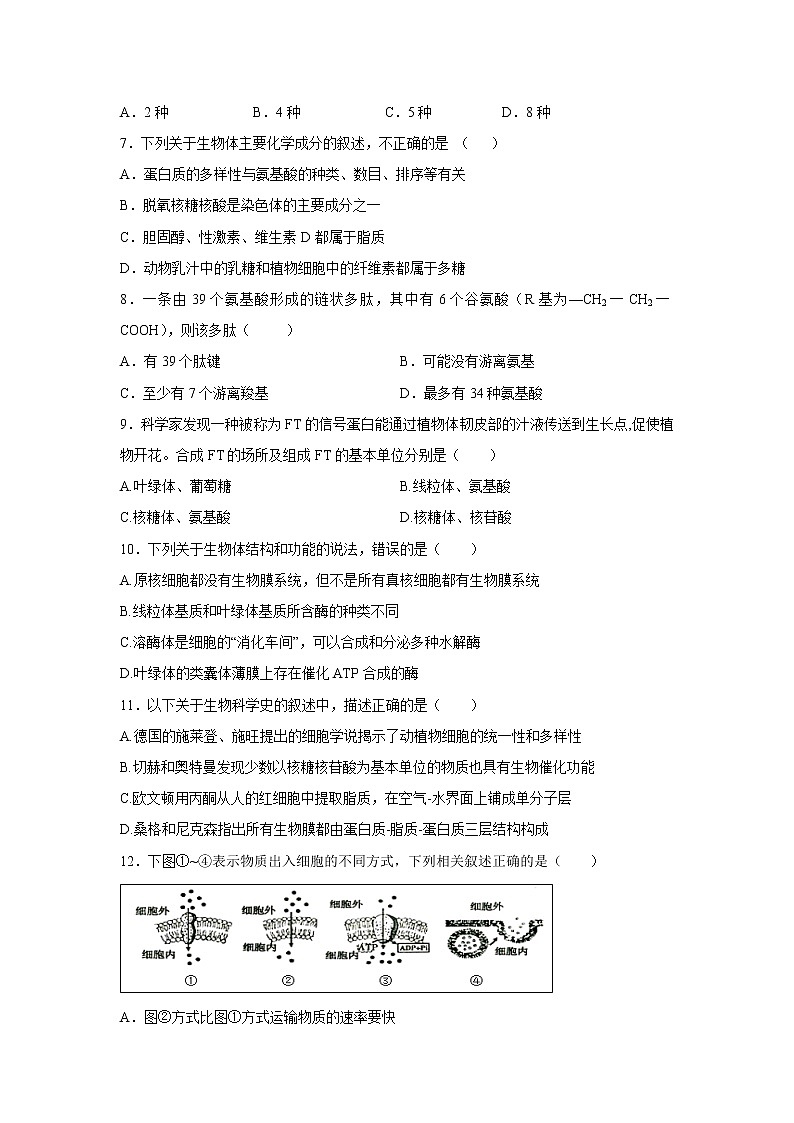 【生物】宁夏海原县第一中学2019-2020学年高二上学期期末考试试题02