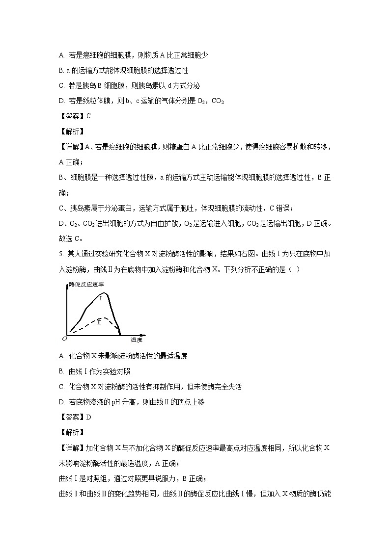 【生物】陕西省宝鸡中学2019-2020学年高二下学期期中考试试题（解析版）03