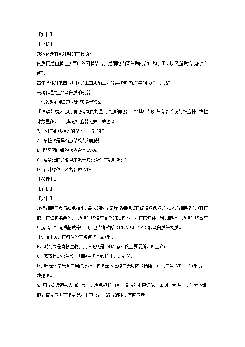 【生物】甘肃省兰州市联片办学2019-2020学年高二上学期期末考试（理）试题（解析版）03