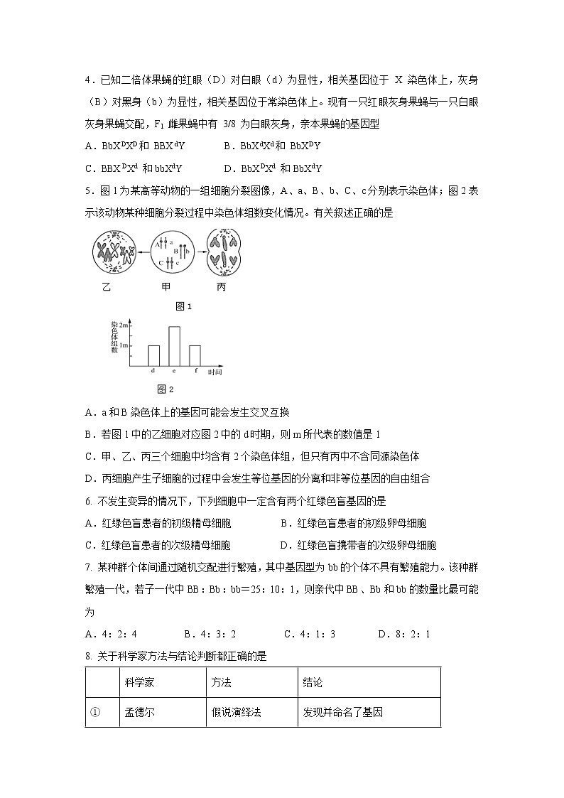 【生物】甘肃省兰州第一中学2019-2020学年高二上学期期末考试（理）试题02