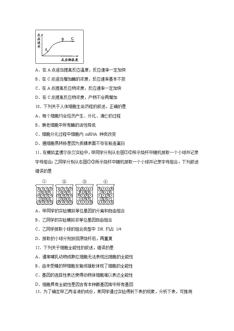 【生物】浙江省嘉兴市第一中学、湖州中学2019-2020学年高二上学期期中联考试题03