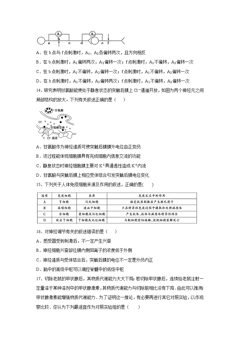 【生物】陕西省宝鸡市金台区2019-2020学年高二上学期期中检测试题（必修3）03