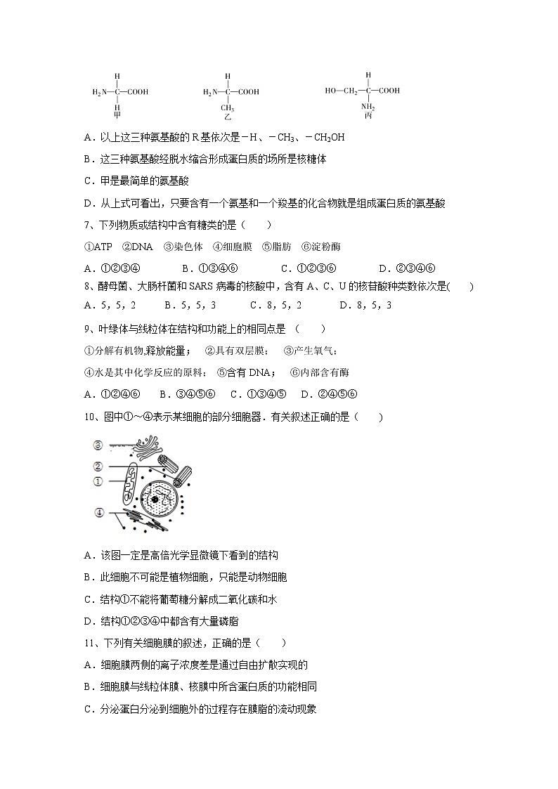 【生物】云南省曲靖市罗平县第一中学2019-2020学年高二上学期期中考试试卷02