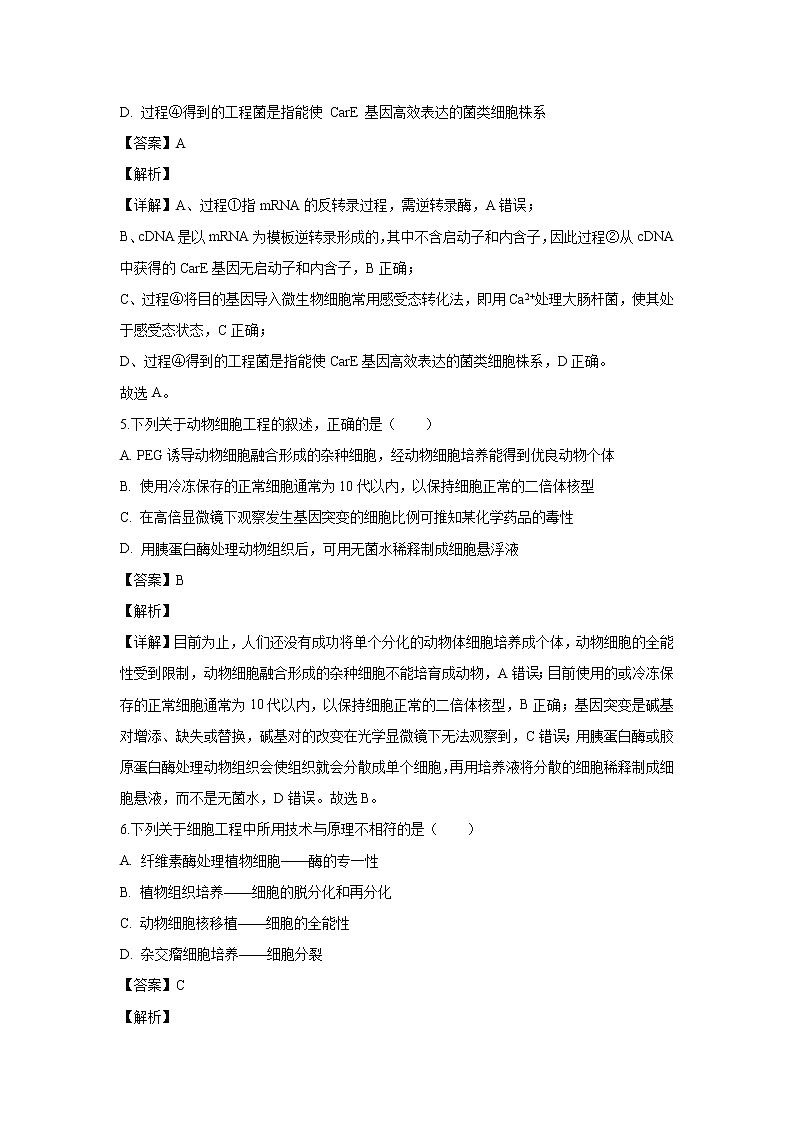 【生物】山东省德州市夏津一中2019-2020学年高二下学期期中考试试题（解析版）03