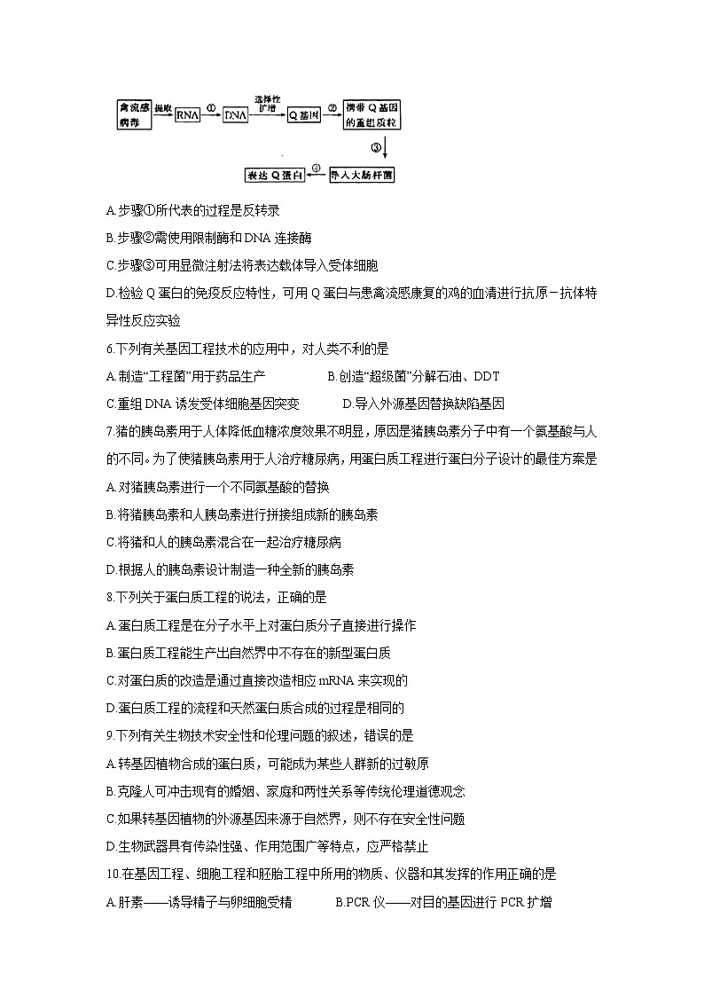 【生物】江苏省徐州市2019-2020学年高二下学期期中抽测试题第2页