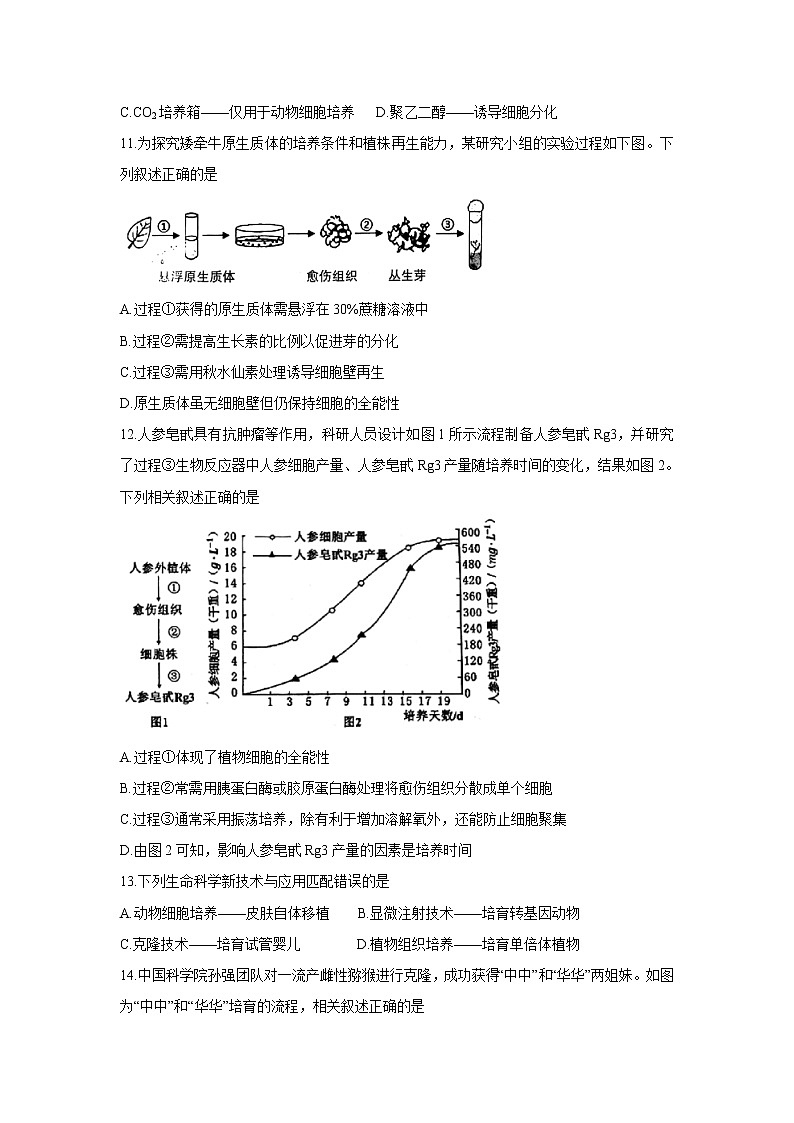 【生物】江苏省徐州市2019-2020学年高二下学期期中抽测试题第3页