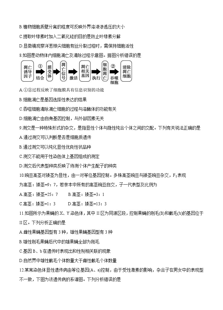 山东省德州市2021届高三上学期期中考试 生物(含答案)03