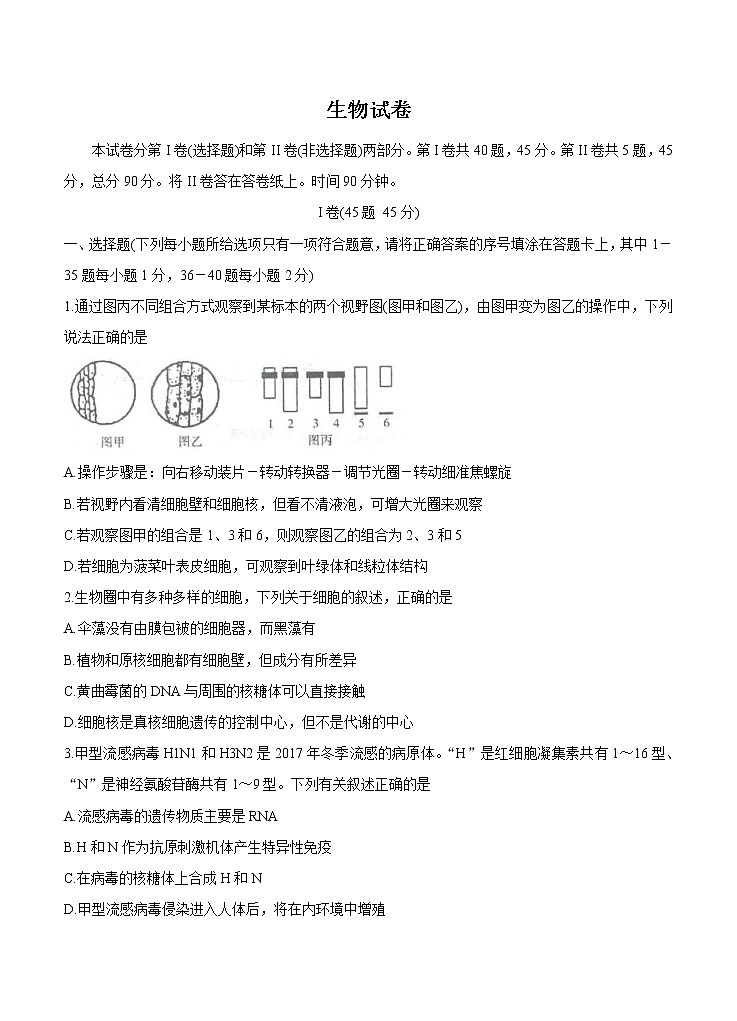河北省衡水中学2021届高三上学期期中考试 生物(含答案)01