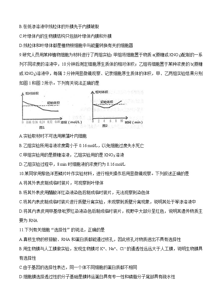 河北省衡水中学2021届高三上学期期中考试 生物(含答案)03
