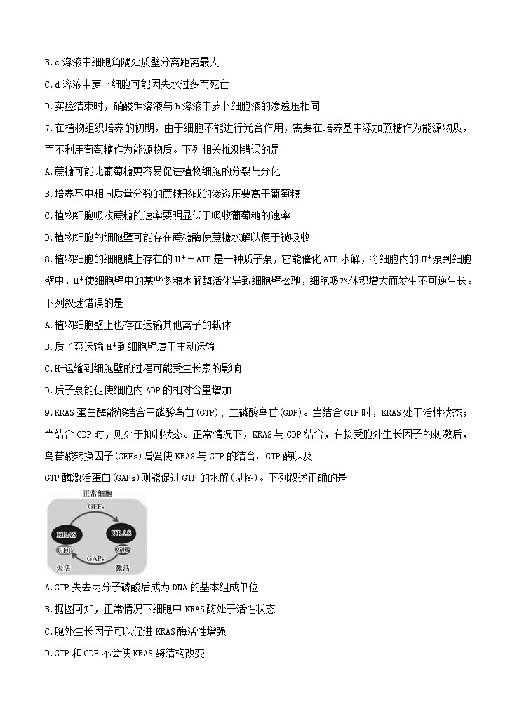 河南省2021届高三10月联考 生物（含答案） 试卷03